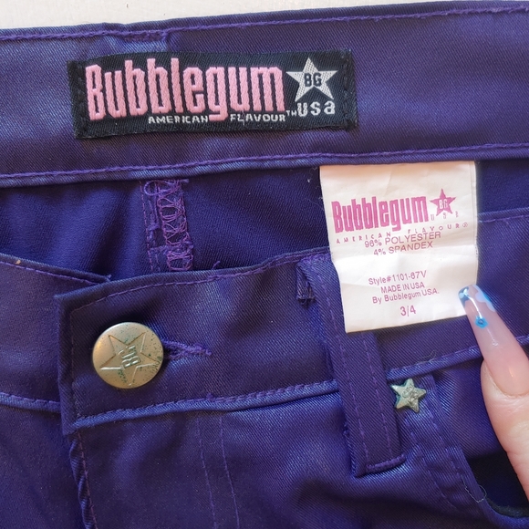 Y2k Purple Bubblegum Vinyl Bootcut Pants - Picture 3 of 4